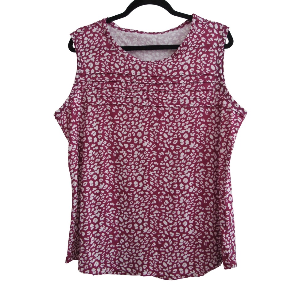 NWT Micoson Tank Top Womens XL Purple White‎ Leopard Print Sleeveless